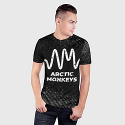 Футболка спортивная мужская Arctic Monkeys с потертостями на темном фоне, цвет: 3D-принт — фото 2