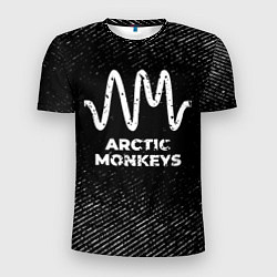 Мужская спорт-футболка Arctic Monkeys с потертостями на темном фоне