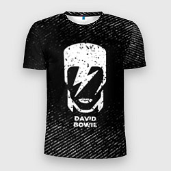 Футболка спортивная мужская David Bowie с потертостями на темном фоне, цвет: 3D-принт