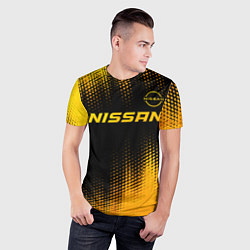 Футболка спортивная мужская Nissan - gold gradient: символ сверху, цвет: 3D-принт — фото 2