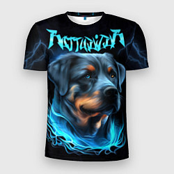 Мужская спорт-футболка Rottweiler and lightnings