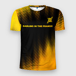 Мужская спорт-футболка Darling in the FranXX - gold gradient: символ свер