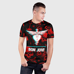 Футболка спортивная мужская Bon Jovi rock glitch, цвет: 3D-принт — фото 2