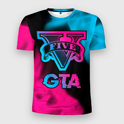 Мужская спорт-футболка GTA - neon gradient