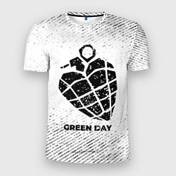 Мужская спорт-футболка Green Day с потертостями на светлом фоне
