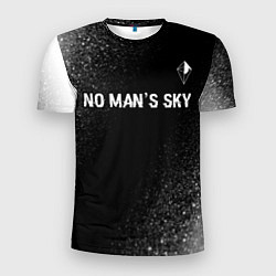 Футболка спортивная мужская No Mans Sky glitch на темном фоне: символ сверху, цвет: 3D-принт