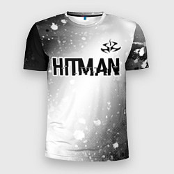 Мужская спорт-футболка Hitman glitch на светлом фоне: символ сверху