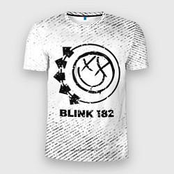 Мужская спорт-футболка Blink 182 с потертостями на светлом фоне