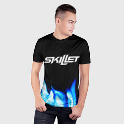 Футболка спортивная мужская Skillet blue fire, цвет: 3D-принт — фото 2