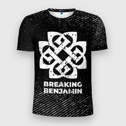 Мужская спорт-футболка Breaking Benjamin с потертостями на темном фоне