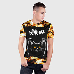 Футболка спортивная мужская Blink 182 рок кот и огонь, цвет: 3D-принт — фото 2