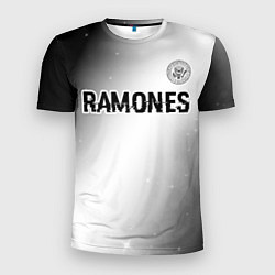 Мужская спорт-футболка Ramones glitch на светлом фоне: символ сверху
