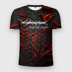 Мужская спорт-футболка Cyberpunk 2077 Phantom liberty red fire