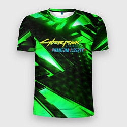 Мужская спорт-футболка Cyberpunk 2077 phantom liberty neon green