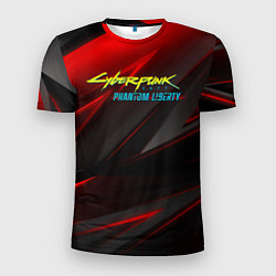 Мужская спорт-футболка Cyberpunk 2077 phantom liberty red black logo