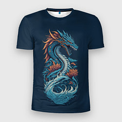 Мужская спорт-футболка Синий дракон от нейросети