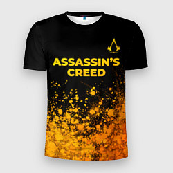 Футболка спортивная мужская Assassins Creed - gold gradient: символ сверху, цвет: 3D-принт