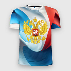 Футболка спортивная мужская Герб РФ абстрактный фон, цвет: 3D-принт