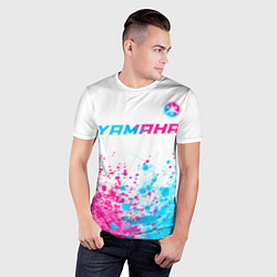 Футболка спортивная мужская Yamaha neon gradient style: символ сверху, цвет: 3D-принт — фото 2