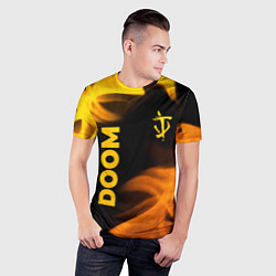 Футболка спортивная мужская Doom - gold gradient: надпись, символ, цвет: 3D-принт — фото 2