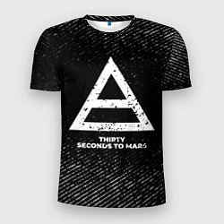 Мужская спорт-футболка Thirty Seconds to Mars с потертостями на темном фо