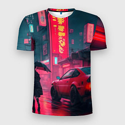Мужская спорт-футболка Дождь на улицах Японии