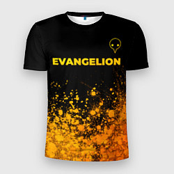 Мужская спорт-футболка Evangelion - gold gradient: символ сверху