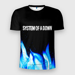Мужская спорт-футболка System of a Down blue fire
