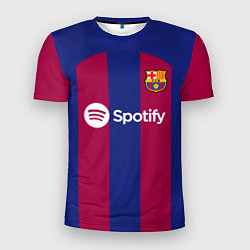 Футболка спортивная мужская ФК Барселона форма 2324 домашняя, цвет: 3D-принт