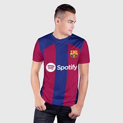 Футболка спортивная мужская Лионель Месси Барселона форма 2324 домашняя, цвет: 3D-принт — фото 2