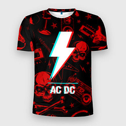 Футболка спортивная мужская AC DC rock glitch, цвет: 3D-принт