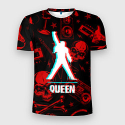 Футболка спортивная мужская Queen rock glitch, цвет: 3D-принт