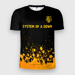 Мужская спорт-футболка System of a Down - gold gradient: символ сверху