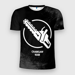 Мужская спорт-футболка Chainsaw Man glitch на темном фоне