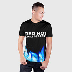 Футболка спортивная мужская Red Hot Chili Peppers blue fire, цвет: 3D-принт — фото 2