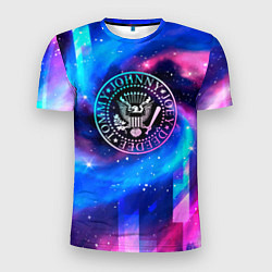 Мужская спорт-футболка Ramones неоновый космос