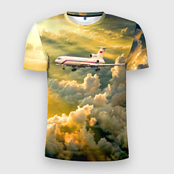 Мужская спорт-футболка Ту-154 Полет в закате