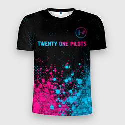 Мужская спорт-футболка Twenty One Pilots - neon gradient: символ сверху