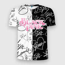 Мужская спорт-футболка Blackpink - чб автографы