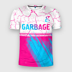 Мужская спорт-футболка Garbage neon gradient style: символ сверху