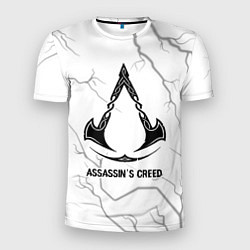 Мужская спорт-футболка Assassins Creed glitch на светлом фоне