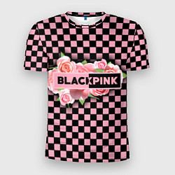 Мужская спорт-футболка Blackpink logo roses