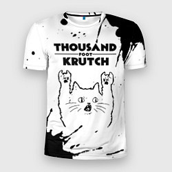 Мужская спорт-футболка Thousand Foot Krutch рок кот на светлом фоне