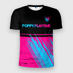 Футболка спортивная мужская Poppy Playtime - neon gradient: символ сверху, цвет: 3D-принт