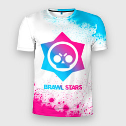 Мужская спорт-футболка Brawl Stars neon gradient style