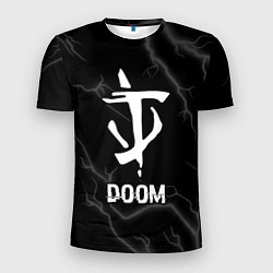 Мужская спорт-футболка Doom glitch на темном фоне