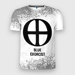 Мужская спорт-футболка Blue Exorcist glitch на светлом фоне
