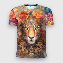 Мужская спорт-футболка Леопард в тропиках