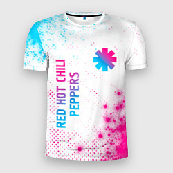 Футболка спортивная мужская Red Hot Chili Peppers neon gradient style: надпись, цвет: 3D-принт