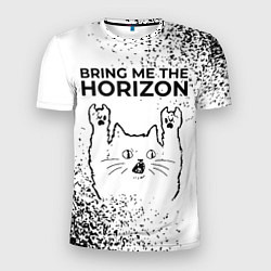 Мужская спорт-футболка Bring Me the Horizon рок кот на светлом фоне